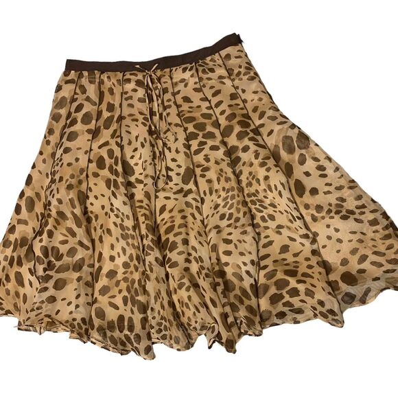 Size 6 Vintage Y2K Cheetah Print WDNY Women's Brown Skirt - Picture 1 of 5